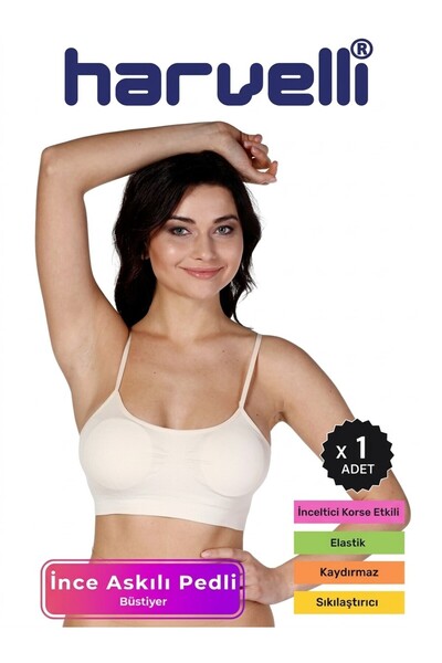 HARVELLİ Seamless Thin Strap Padded Bustier