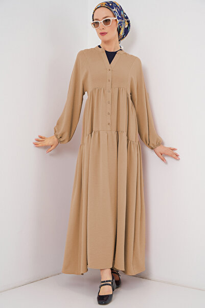 Modamorfo 2527 Women's Long Hijab Dress - Biscuit