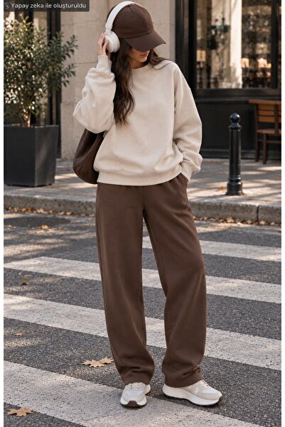 caddekombin Women's Wide Leg Loose-Fit Sweatpants - High-Waisted Plain Sports...