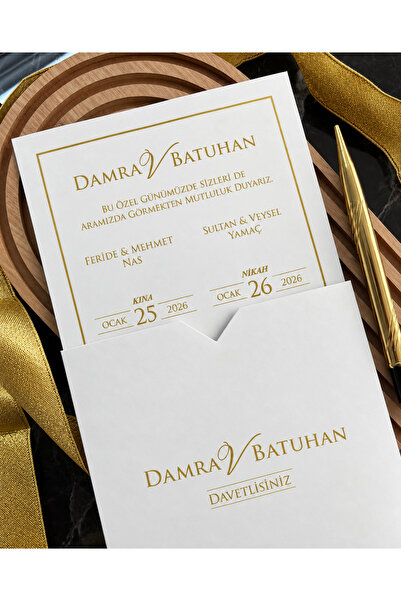 AnadoluMatbaacılık YENİ MODEL*KAMPANYALI - GOLD BASKILI NİŞAN DÜĞÜN DAVETİYES...