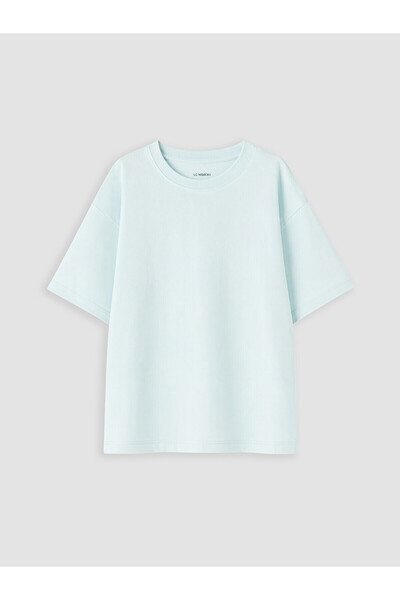 LC Waikiki Alita City Blue Plain Loose & Loose Short Sleeve Boys' T-Shirt wit...