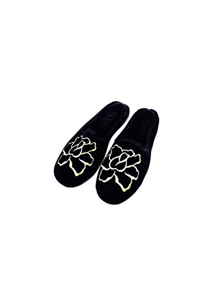 Seçkin Women's House Slippers with Rose Embroidery, Winter Indoor Soft Comfor...