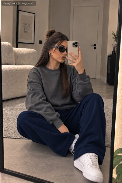 caddekombin Women's Sweatpants - Wide Leg High Waist Knitted Bottoms with Poc...