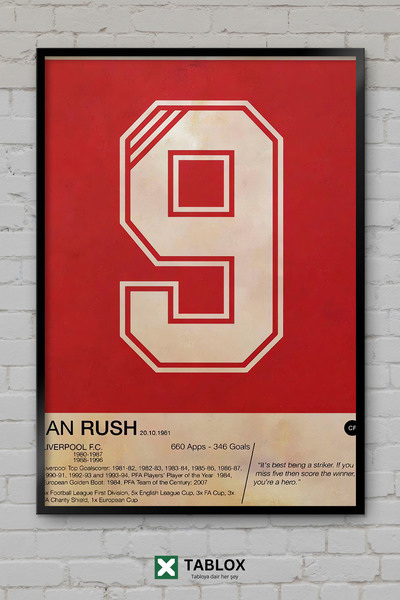 TABLOX Ian Rush, fudbaler, engleska legenda, zvezda, ukrasna MDF slika u ramu