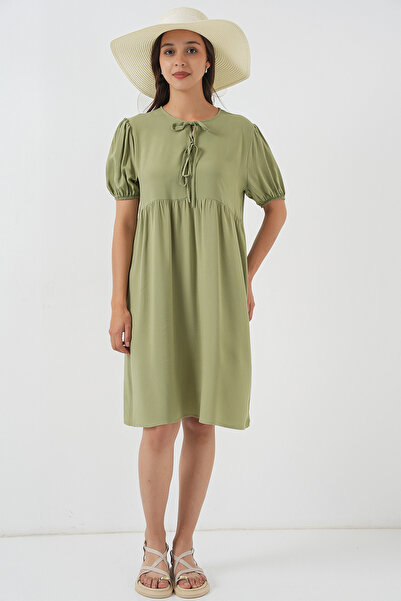 Modamorfo Women's Lace-Up Midi Dress 2575 - C. Çağla