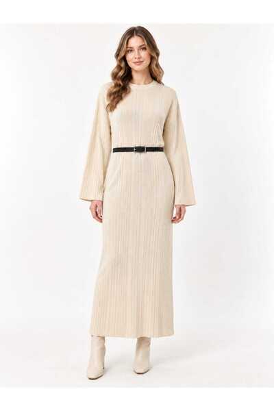 ASEZ BUTİK ZERAFETİN ADRESİ فستان طويل من Asez Butik للسيدات بأكمام طويلة وحز...