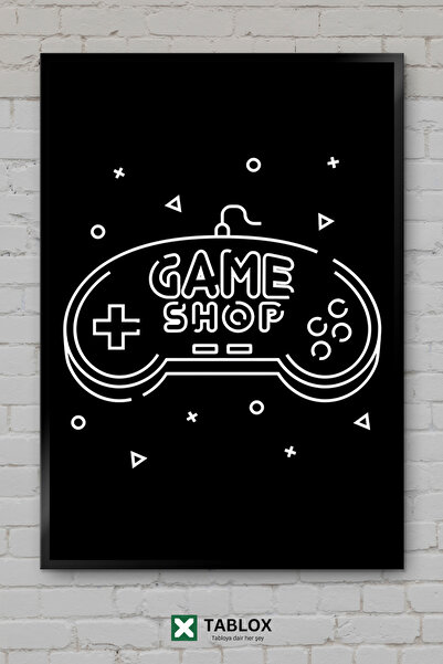 TABLOX Game Shop Κατάστημα Παιχνιδιών Gamer Ρετρό Αφίσα Τοίχου με Πλαίσιο Δια...
