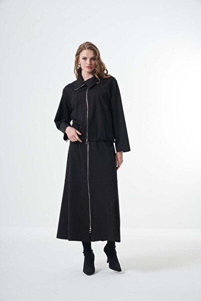 MissWhence Front-Zip Structured Maxi Skirt Set