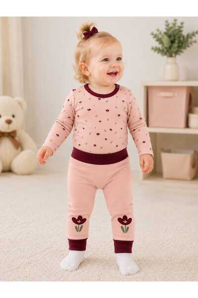 OUTLET Baby Girl Organic Cotton Patterned Long Sleeve Snap Fastener Bodysuit ...