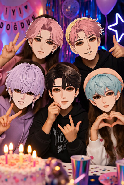 DODOMAR K Pop Huntrix Demon Hunters Saja Boys 5'li Karton Maske Seti Aydınlık...