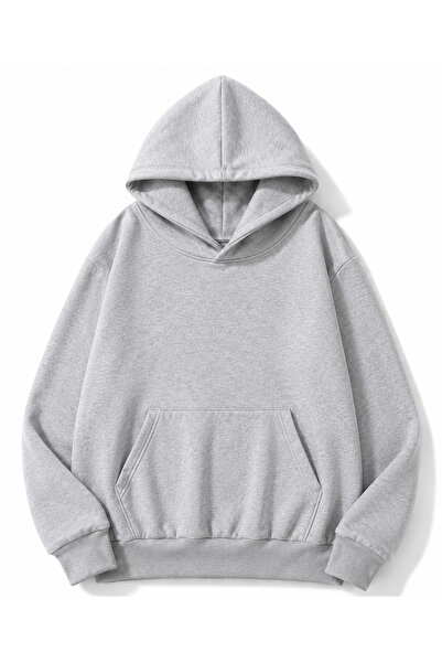MOONBULL Unisex Şimşek Taş Sırt Baskılı Kanguru Cepli Kapüşonlu Oversize Sweatshirt