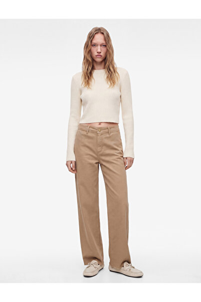 Koton Bisiklet Yaka Uzun Kollu Slim Fit Basic Crop Triko Kazak