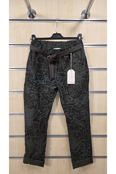 Park Moda Italian Trousers with Leopard Pattern and Belt