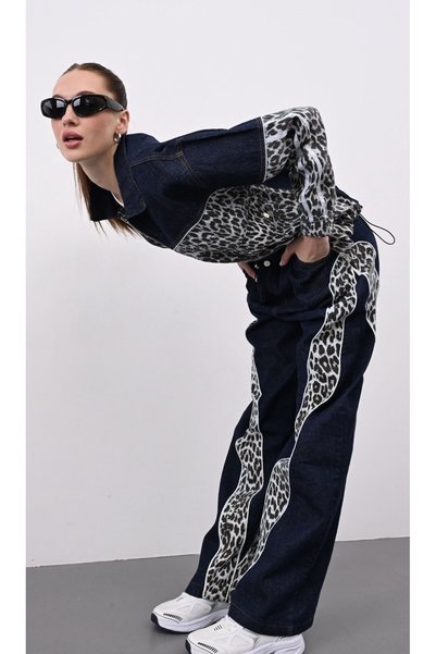 Cnswoman Leopar Detaylı Denim Takım (S)