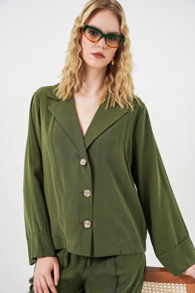 Modamorfo Women's Jacket and Trousers Two-Piece Set 30065 - Khaki