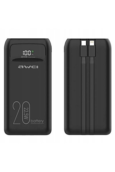 NO BRAND AWEI Powerbank 20000mAh P169K 22,5W USB-C+Lightning Kable / USB+USB-C