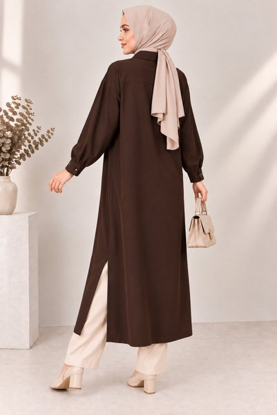 VıoShıne Women's Modal Tencel Buttoned Oversize Long Tunic Shirt