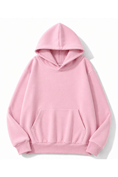 MOONBULL Unisex Şimşek Taş Sırt Baskılı Kanguru Cepli Kapüşonlu Oversize Sweatshirt