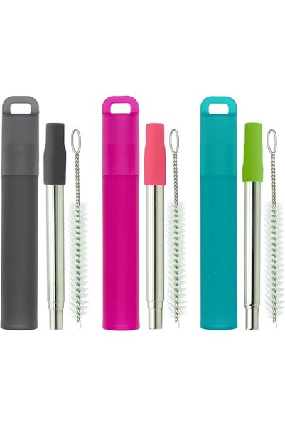 NALACAL Metal Reusable Straws, Collapsible Portable Telescopic Straw with Pla...
