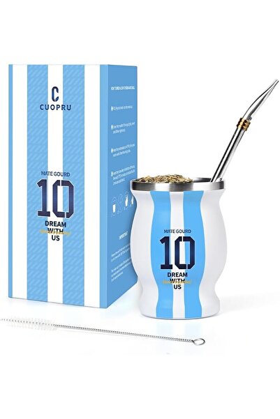 CUOPRU كأس يربا ماتي رقم 10 للكابتن الأرجنتيني، كوب ماتي معزول بجدار مزدوج من...