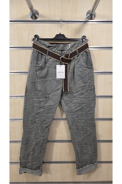 Park Moda Italian Trousers with Belt Plain Pattern