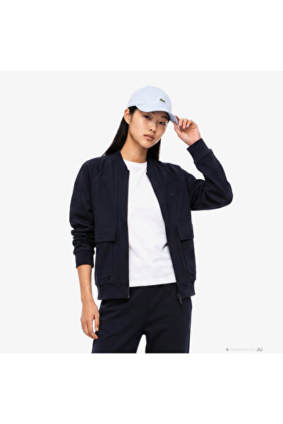 Lacoste Kadın Regular Fit Fermuarlı Lacivert Sweatshirt