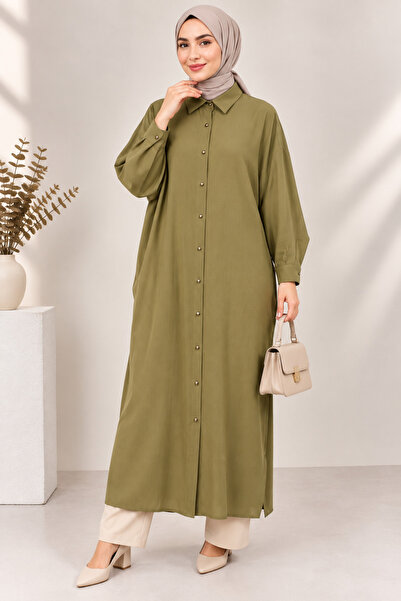 VıoShıne Women's Modal Tencel Buttoned Oversize Long Tunic Shirt