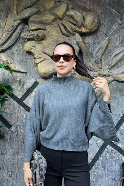 sunfyre Bat Sleeve High Neck Knitwear Sweater Sun529