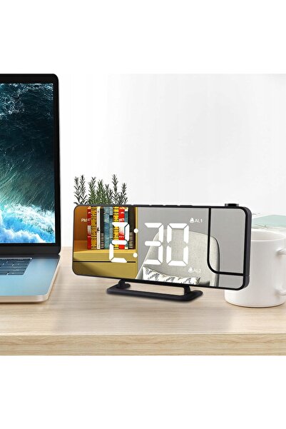 Izoxis Ceas cu alarmă digital LED, cu proiecție și oglindă