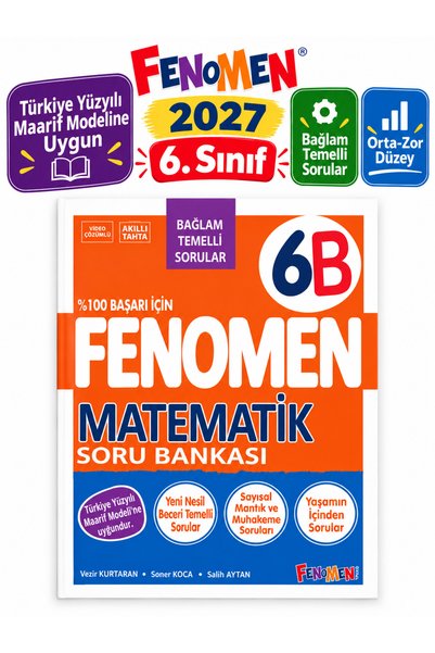 Fenomen Yayıncılık YENİ ÜRÜN 6.Sınıf 2027 MATEMATİK 6B %100 MAARİF MODEL Bağl...