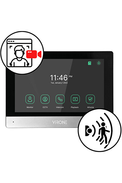 Virone Interfon video 2 monitoare DWA 7 " Full HD cu memorie pentru ușă și po...