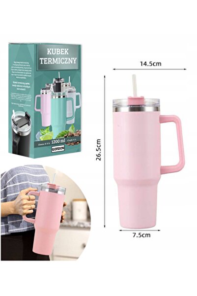 USAFEQLO Cană de călătorie auto cu mâner și pai 1200ml