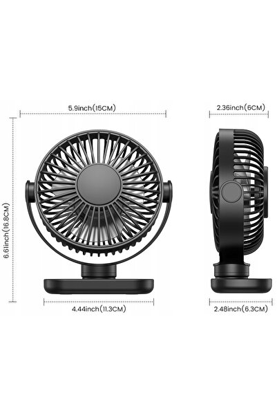 TOPK Ventilator USB silențios, mini ventilator de birou pentru răcire K62C negru