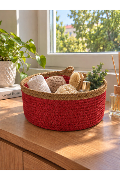 EGE ÖRGÜM 25X10 cm Wicker-Look Decorative Woven Basket – Multi-Purpose Organi...