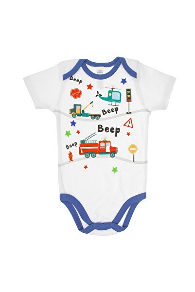OEM Body din Bumbac Alb cu Maneca Scurta Masini pentru Bebelusi - Baieti, Pro...