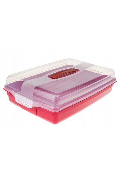 CURVER Recipient portabil pentru tort cu capac, din plastic, roșu