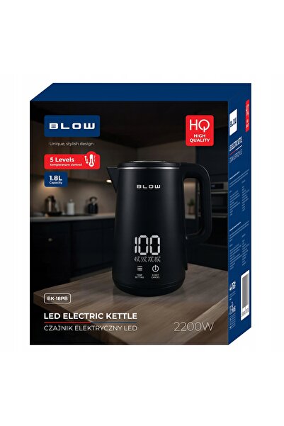 Blow Fierbător electric cu control al temperaturii 2200W LED fără fir negru