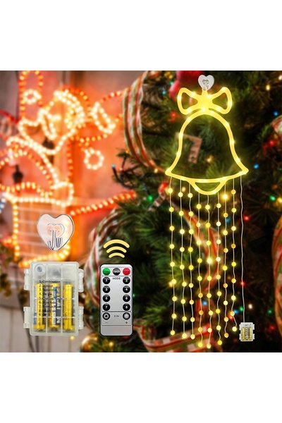 NO BRAND Clopoțel decorativ de Crăciun cu LED-uri, 97 de lumini, cu moduri de...