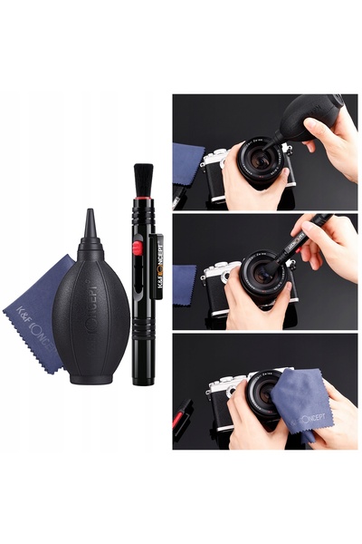 K&F CONCEPT Perie pentru curățarea lentilelor optice ale camerei, set 3 în 1 ...
