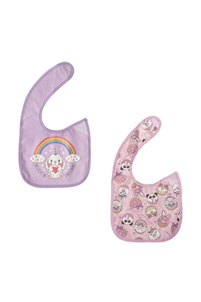 OEM Baveta Alba & Roz cu Model Unicorn Donuts Mesaje pentru Nou Nascuti - 2buc