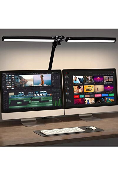 Platinet Lampă de birou LED 2-în-1, neagră, reglabilă, 2x10W, pentru desen te...