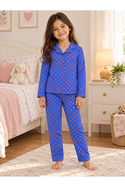 Trendline Girl's Soft Modal Fabric Buttoned Long Sleeve Pajama Set