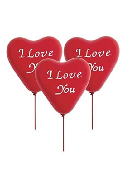 OEM Baloane Party in Forma de Inima Rosii "I Love You" 23cm cu Stick & Rozete...