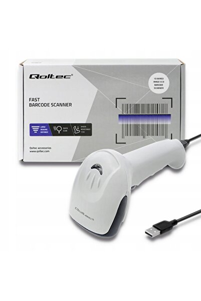 Qoltec Scanner de coduri de bare 1D USB CCD, 500 de scanări/secundă, pentru d...