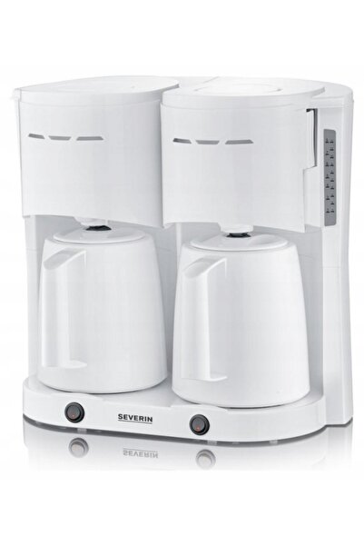 Severin KA 9314 Cafetieră espresso dublă, 2 recipiente termoizolante, 2,0l, Alb