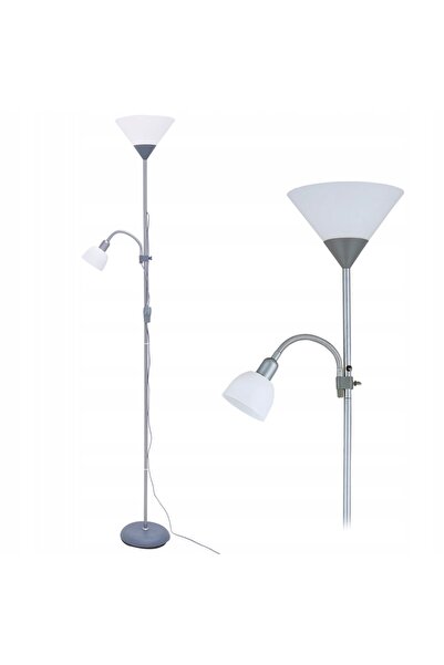 Platinet Lampadar pentru living, înalt de 180 cm, pentru lectură, gri