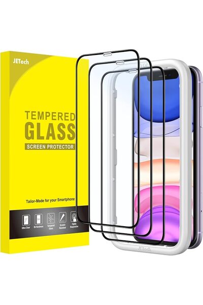 JETech واقي شاشة كامل التغطية لآيفون 11/XR، عبوة من 3 قطع