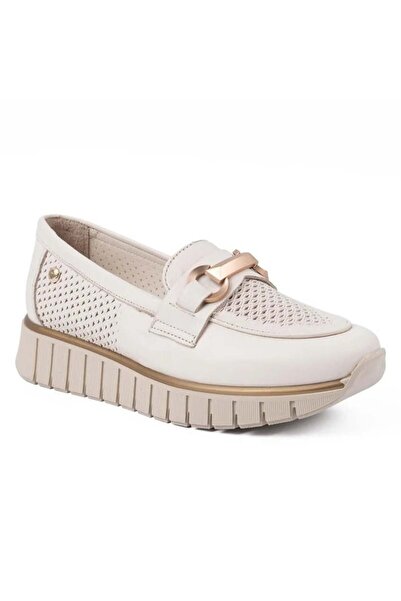 Mammamia 3935 Genuine Leather Casual Women's Shoes-Cream