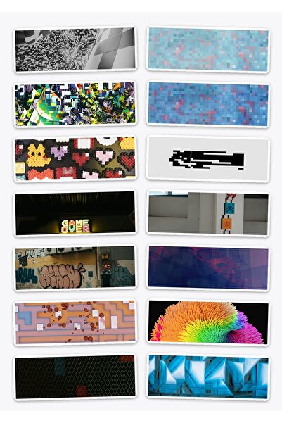 OEM Pixel Art Sticker Pack, 14 Thematic Pieces, Durable Vinyl, Multicolor