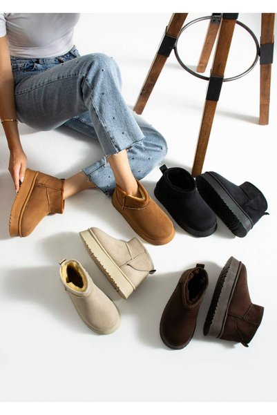 Generic Brand Thick Thermolight Suede Look Boots with Fur Inside the Sole